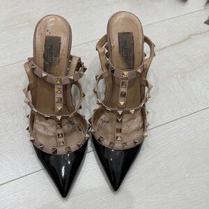 Valentino Black and Tan Studded Heels